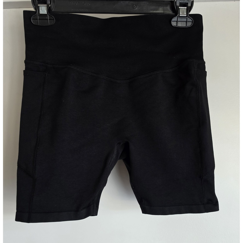 PINK Active Biker Shorts Women M Black Solid Athleisure Compression Bike